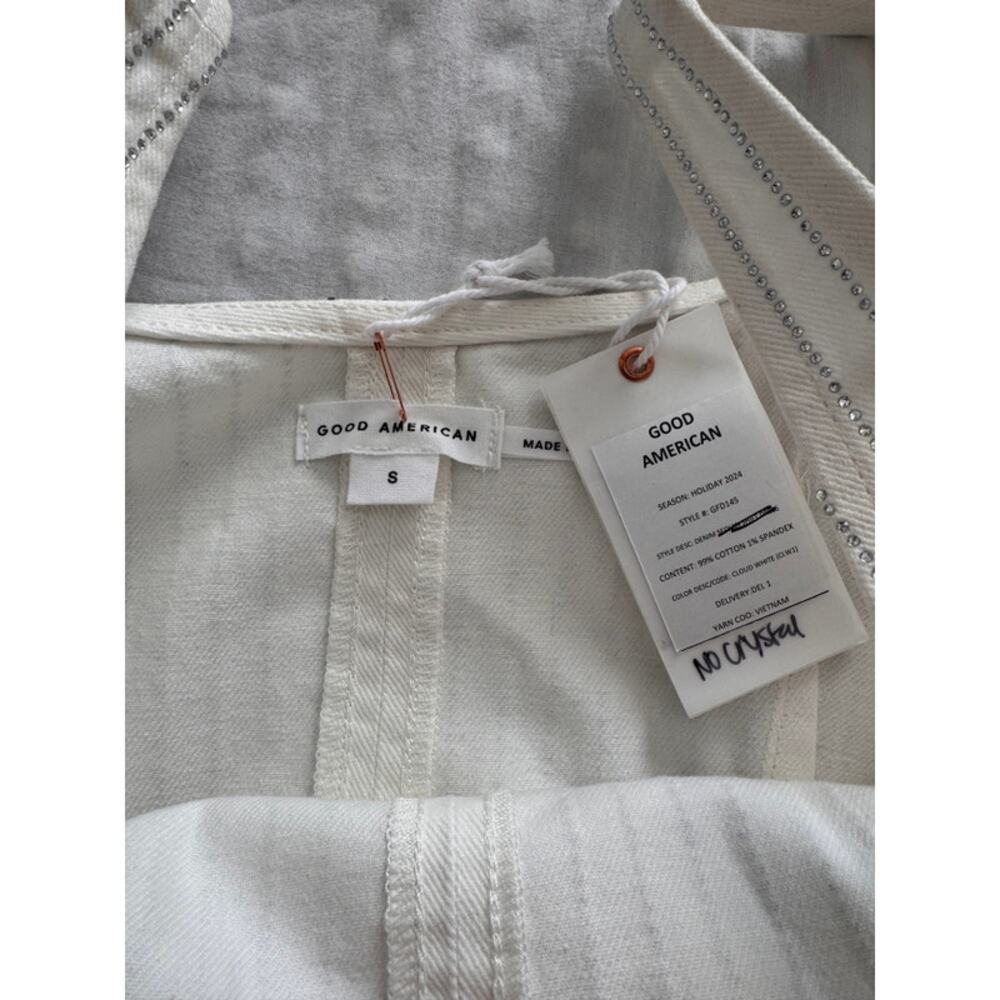 Good American | NWT White Jeweled Denim Shift Dress Size 2 RARE - Picture 5 of 12